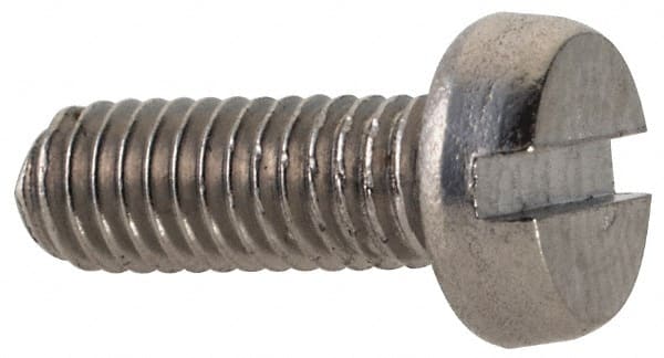 Value Collection - M3x0.50 Metric Coarse, 8mm Length Under Head Slotted Drive Machine Screw - Fillister Head, Grade 18-8 & A2 Stainless Steel, Uncoated, Without Washer - Exact Tooling