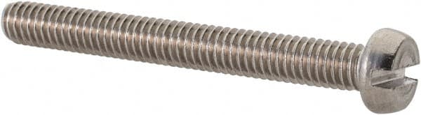 Value Collection - M4x0.70 Metric Coarse, 35mm Length Under Head Slotted Drive Machine Screw - Fillister Head, Grade 18-8 & A2 Stainless Steel, Uncoated, Without Washer - Exact Tooling