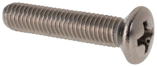 Value Collection - M5x0.80 Metric Coarse, 25mm OAL Phillips Drive Machine Screw - Oval Head, Grade 18-8 & A2 Stainless Steel, Uncoated, Without Washer - Exact Tooling