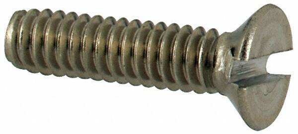 Value Collection - M2x0.40 Metric Coarse, 8mm OAL Slotted Drive Machine Screw - Flat Head, Grade 316 & A4 Stainless Steel, Uncoated, Without Washer - Exact Tooling