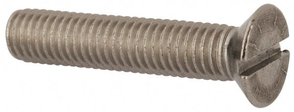 Value Collection - M8x1.25 Metric Coarse, 40mm OAL Slotted Drive Machine Screw - Flat Head, Grade 316 & A4 Stainless Steel, Uncoated, Without Washer - Exact Tooling