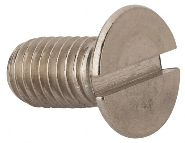 Value Collection - M10x1.50 Metric Coarse, 20mm OAL Slotted Drive Machine Screw - Flat Head, Grade 316 & A4 Stainless Steel, Uncoated, Without Washer - Exact Tooling