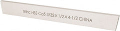 Interstate - 3/32 Inch Wide x 1/2 Inch High x 4-1/2 Inch Long, Parallel Cutoff Blade - M35 Grade, Bright Finish - Exact Tooling