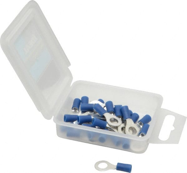 Ideal - 16-14 AWG Partially Insulated Crimp Connection Circular Ring Terminal - 1/4" Stud, 1.055" OAL x 0.394" Wide, Tin Plated Brass Contact - Exact Tooling