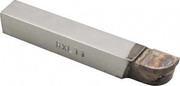 Accupro - 3-1/2 Inch Long, 11/32 Inch Radius, Left Hand, Convex, RXL Style Radius Cutting Tool Bit - 1/2 Inch Long Tip, 1/8 Inch Thick, 1/2 Inch Shank Square, Carbide Tip - Exact Tooling