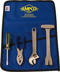 Ampco - 4 Piece Nonsparking Tool Set - Comes in Roll Up Pouch - Exact Tooling