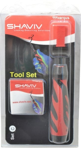Shaviv - 4 Piece, High Speed Steel Blade, Back Hole Chamfer, Hand Deburring Tool Set - C Blade Holder, For Flat Surface, Hole Edge, Hole Inner Surface, Straight Edge - Exact Tooling