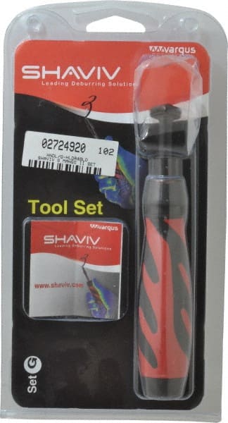 Shaviv - 4 Piece, High Speed Steel Blade, Hand Deburring Tool Set - G Blade Holder, For Slot/Keyway - Exact Tooling
