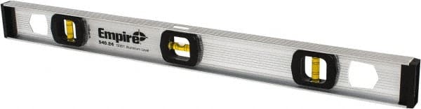 Empire Level - 24" Long 3 Vial I-Beam Level - Aluminum, Silver, 1 Level & 2 Plumb Vials - Exact Tooling