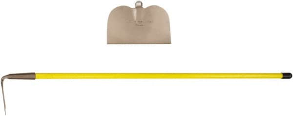 Ampco - 5-7/8" High x 10" Wide Square Aluminum Bronze Hoe - 55" Long Fiberglass Straight Handle, No Step - Exact Tooling