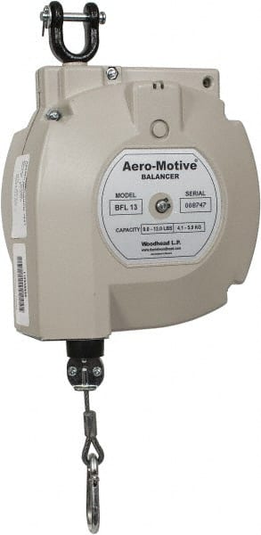 Aero-Motive - 13 Lb Load Capacity, 6.6' Travel Distance, Tool Balancer - Steel Cable, High Impact Composite Housing, Locking Mechanism - Exact Tooling