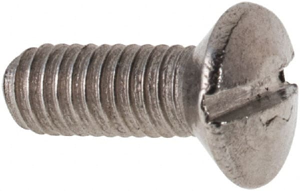 Value Collection - M3x0.50 Metric Coarse, 8mm OAL Slotted Drive Machine Screw - Oval Head, Grade 316 & A4 Stainless Steel, Uncoated, Without Washer - Exact Tooling
