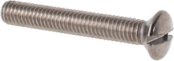 Value Collection - M3x0.50 Metric Coarse, 20mm OAL Slotted Drive Machine Screw - Oval Head, Grade 316 & A4 Stainless Steel, Uncoated, Without Washer - Exact Tooling