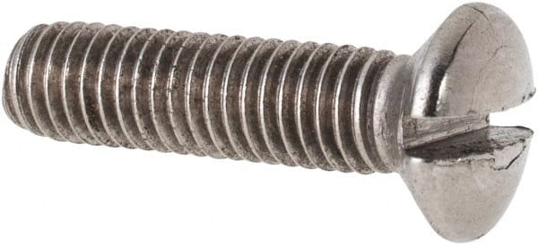 Value Collection - M5x0.80 Metric Coarse, 20mm OAL Slotted Drive Machine Screw - Oval Head, Grade 316 & A4 Stainless Steel, Uncoated, Without Washer - Exact Tooling