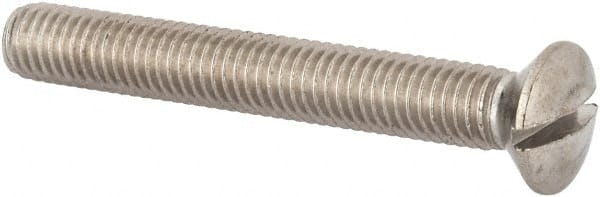 Value Collection - M8x1.25 Metric Coarse, 60mm OAL Slotted Drive Machine Screw - Oval Head, Grade 316 & A4 Stainless Steel, Uncoated, Without Washer - Exact Tooling