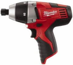 Milwaukee Tool - 12 Volts, Lithium-Ion Battery, 1/4 Inch Keyless Chuck, Pistol Grip Cordless Drill - 250, 750 RPM, 60 Inch/Lbs. Torque, Reversible - Exact Tooling
