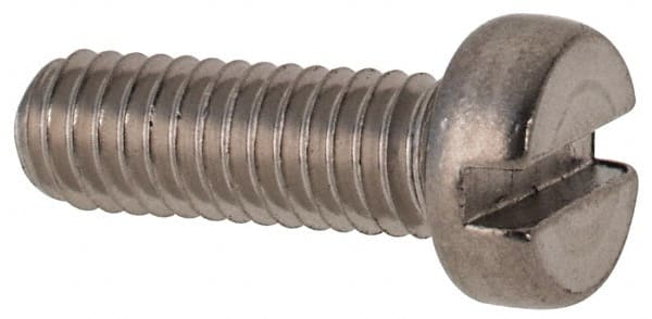 Value Collection - M4x0.70 Metric Coarse, 12mm Length Under Head Slotted Drive Machine Screw - Fillister Head, Grade 316 & A4 Stainless Steel, Uncoated, Without Washer - Exact Tooling