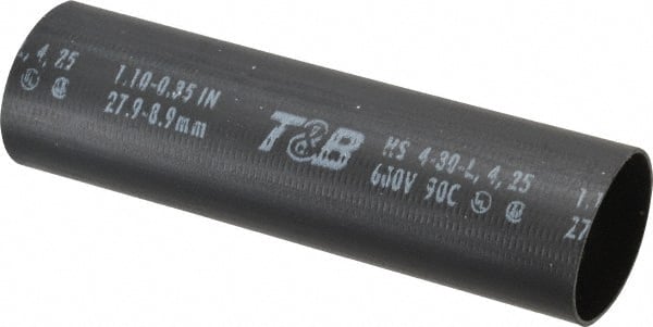 Thomas & Betts - 5" Long, 3:1, Polyolefin Heat Shrink Electrical Tubing - Black - Exact Tooling
