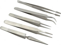 Value Collection - Stainless Steel Tweezer Set - 5 Piece - Exact Tooling