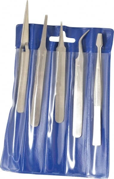 Value Collection - Stainless Steel Tweezer Set - 5 Piece - Exact Tooling