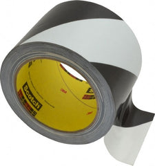 3M - Black & White Striped Vinyl Tape - 3" Wide x 5.4 mil Thick, General Traffic - Exact Tooling
