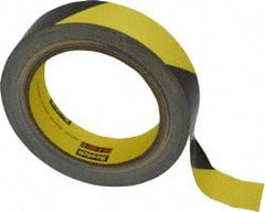 3M - Black & Yellow Striped Vinyl Tape - 1" Wide x 5.4 mil Thick, General Traffic - Exact Tooling