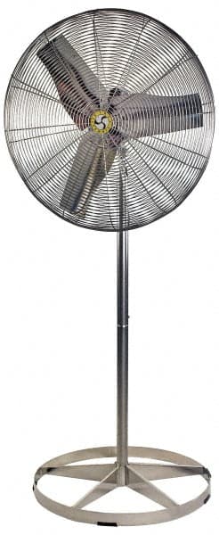 Airmaster - 30" Blade, 1/4 hp, 8,800 Max CFM, Single Phase Food Service Non-Adjustable Pedestal Fan - 115/230 Volts, 1 Speed - Exact Tooling