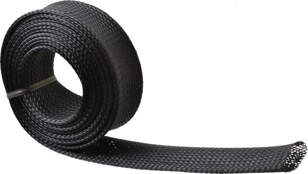 Techflex - Black Braided Expandable Cable Sleeve - 10' Coil Length, -103 to 257°F - Exact Tooling