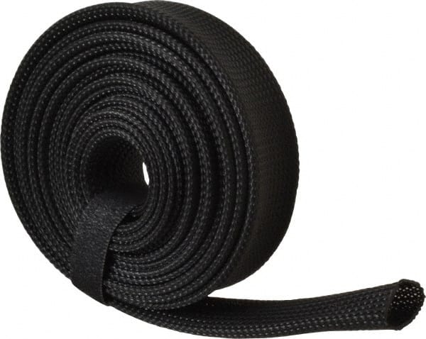 Techflex - Black Braided Expandable Cable Sleeve - 10' Coil Length, -103 to 257°F - Exact Tooling