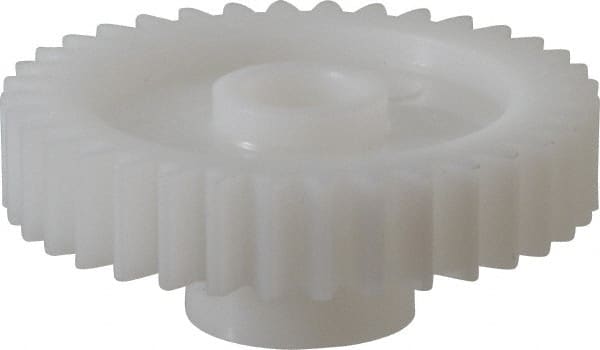 Made in USA - 20 Pitch, 1.8" Pitch Diam, 1.9" OD, 36 Tooth Spur Gear - 3/8" Face Width, 3/8" Bore Diam, 47/64" Hub Diam, 20° Pressure Angle, Acetal - Exact Tooling