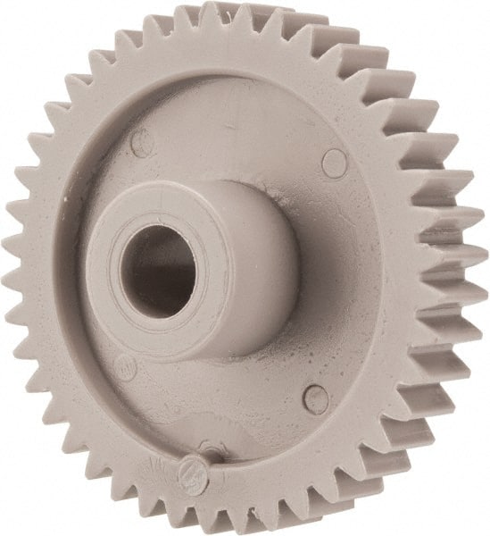 Made in USA - 20 Pitch, 2.1" Pitch Diam, 2.2" OD, 42 Tooth Spur Gear - 3/8" Face Width, 3/8" Bore Diam, 47/64" Hub Diam, 20° Pressure Angle, Acetal - Exact Tooling