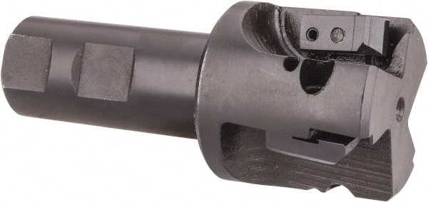 APT - 1-3/4" Cut Diam, 0.65" Max Depth of Cut, 1" Shank Diam, 3-7/8" OAL, Indexable Square Shoulder End Mill - TPC 32..., TPG 32., TPU 32. Inserts, Weldon Shank, 90° Lead Angle, Series Tri-Dex - Exact Tooling