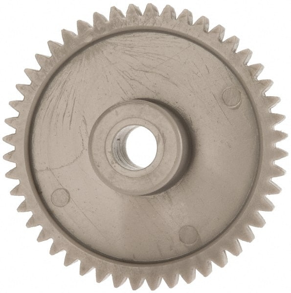 Made in USA - 48 Pitch, 2" Pitch Diam, 2.083" OD, 48 Tooth Spur Gear - 1/4" Face Width, 5/16" Bore Diam, 43/64" Hub Diam, 20° Pressure Angle, Acetal - Exact Tooling