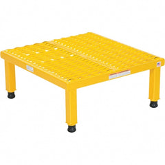 Vestil - 9" High x 24" Wide x 24" Deep, Yellow Step Stand - Steel, 500 Lb Capacity - Exact Tooling