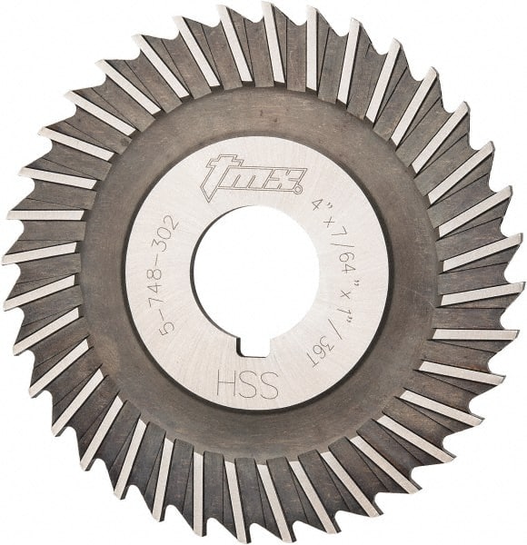 Value Collection - 4" Blade Diam x 7/64" Blade Thickness, 1" Hole, 36 Teeth, High Speed Steel Side Chip Saw - Straight Tooth, Arbor Connection, Uncoated - Exact Tooling