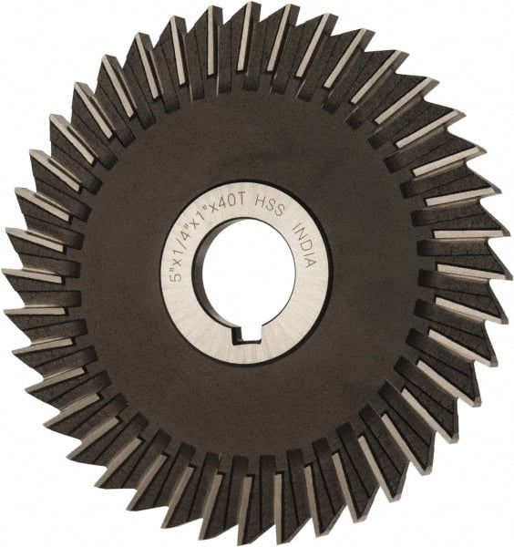 Value Collection - 5" Blade Diam x 1/4" Blade Thickness, 1" Hole, 40 Teeth, High Speed Steel Side Chip Saw - Straight Tooth, Arbor Connection, Uncoated - Exact Tooling