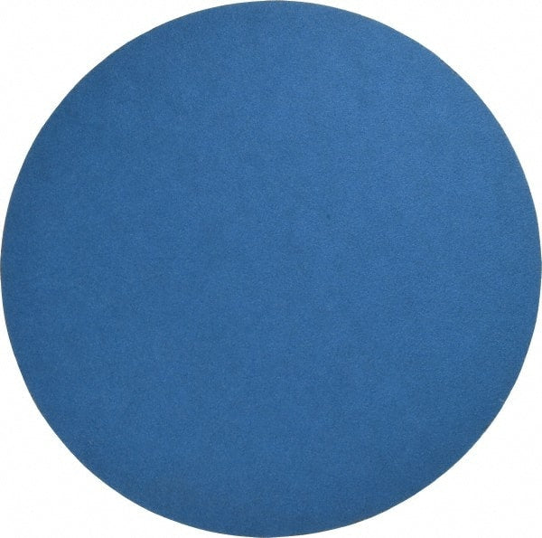 Norton - 10" Diam, 60 Grit Zirconia Alumina Adhesive PSA Disc - Coarse Grade, Blue, Y Weighted Backing, Flexible - Exact Tooling