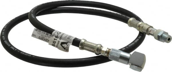 Alemite - 5-1/2' Long, Grease Gun Hose & Coupler Assembly - Includes Check Valve & Swivel - Exact Tooling