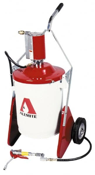 Alemite - Grease Lubrication 4.5 Lb/min Flow Steel, Aluminum, Stainless Steel Air-Operated Pump - For 70 Lb Container - Exact Tooling