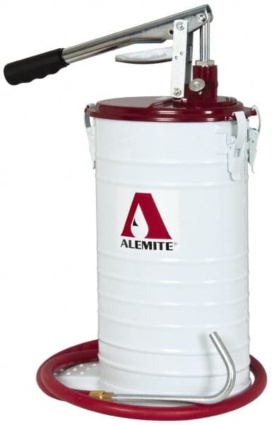 Alemite - Oil & Grease Lubrication 1 Strokes/oz Flow Steel, Aluminum & Stainless Steel Lever Hand Pump - For 25 Lb Container - Exact Tooling