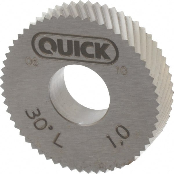 Value Collection - 27/32" Diam, 30° Tooth Angle, 25 TPI, Standard (Shape), Cut Type Powdered Metal High Speed Steel Left-Hand Diagonal Knurl Wheel - 0.197" Face Width, Circular Pitch, 30° Helix, Bright Finish - Exact Tooling