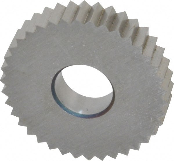 Value Collection - 9/16" Diam, 90° Tooth Angle, 21 TPI, Standard (Shape), Cut Type Powdered Metal High Speed Steel Straight Knurl Wheel - 0.118" Face Width, Circular Pitch, Bright Finish - Exact Tooling