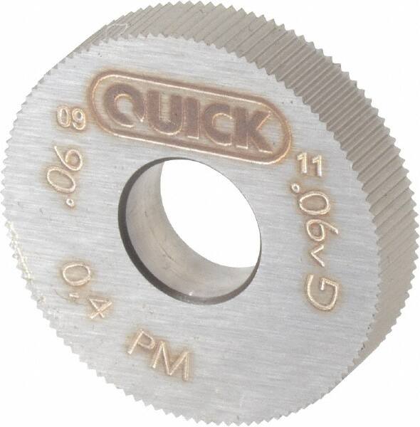 Value Collection - 9/16" Diam, 90° Tooth Angle, 64 TPI, Standard (Shape), Cut Type Powdered Metal High Speed Steel Straight Knurl Wheel - 0.118" Face Width, Circular Pitch, Bright Finish - Exact Tooling