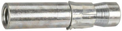 Wej-It - 1-1/4" Diam, 1-1/4" Drill, 5" OAL, 1/2" Min Embedment Drop-In Concrete Anchor - 12L14 Steel, Zinc-Plated Finish, Hex Nut Head, Hex Drive, 1-1/2" Thread Length - Exact Tooling