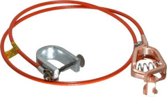 Hubbell Workplace - 19 AWG, 3 Ft., Alligator Clip, C-Clamp, Grounding Cable with Clamps - Orange, Federal Specification A-A-59466-010 - Exact Tooling