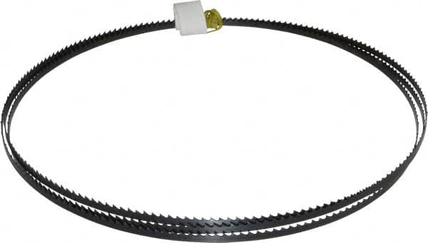 Starrett - 6 TPI, 7' 9-1/2" Long x 1/4" Wide x 0.025" Thick, Welded Band Saw Blade - Carbon Steel, Toothed Edge, Raker Tooth Set, Flexible Back, Contour Cutting - Exact Tooling