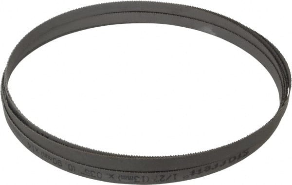 Starrett - 14 TPI, 12' 6" Long x 1/2" Wide x 0.035" Thick, Welded Band Saw Blade - Bi-Metal, Toothed Edge, Raker Tooth Set, Contour Cutting - Exact Tooling
