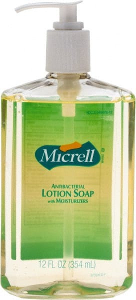 MICRELL - 12 oz Pump Bottle Liquid Soap - Antibacterial, Amber, Light Fragrance Scent - Exact Tooling
