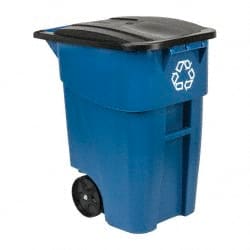 Rubbermaid - 50 Gal Blue Rectangle Recycling Container - Polyethylene, 36-1/2" High x 28-1/2" Long x 23.38" Wide - Exact Tooling
