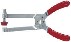 De-Sta-Co - 4448.22 N Load Capacity, 2.91" Throat Depth, 6.8" OAL, Carbon Steel, C Style Plier Clamp - 2.83" Max Jaw Capacity, M6x1 Spindle, 2.83" Open Throat Height, Red Handle, Spindle End - Exact Tooling